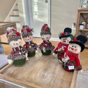 Set of 5 Plush Standing Snowmen